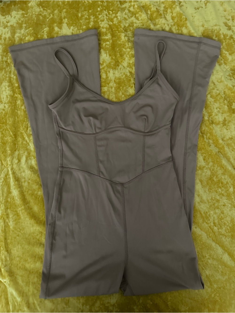 JoyLab tan beige flared jumpsuit with thin straps - Picture 2 of 4